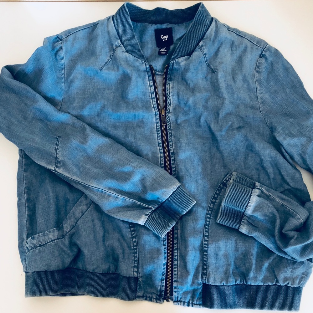 Gap Lightweight Chambray Denim Bomber Jacket
